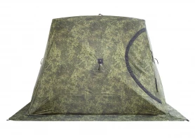 Палатка зимняя КУБ 4 камуфляж (трехслойная), с навесом