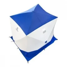 Палатка КУБ 2 Long (трехслойная), бело-синяя, Следопыт