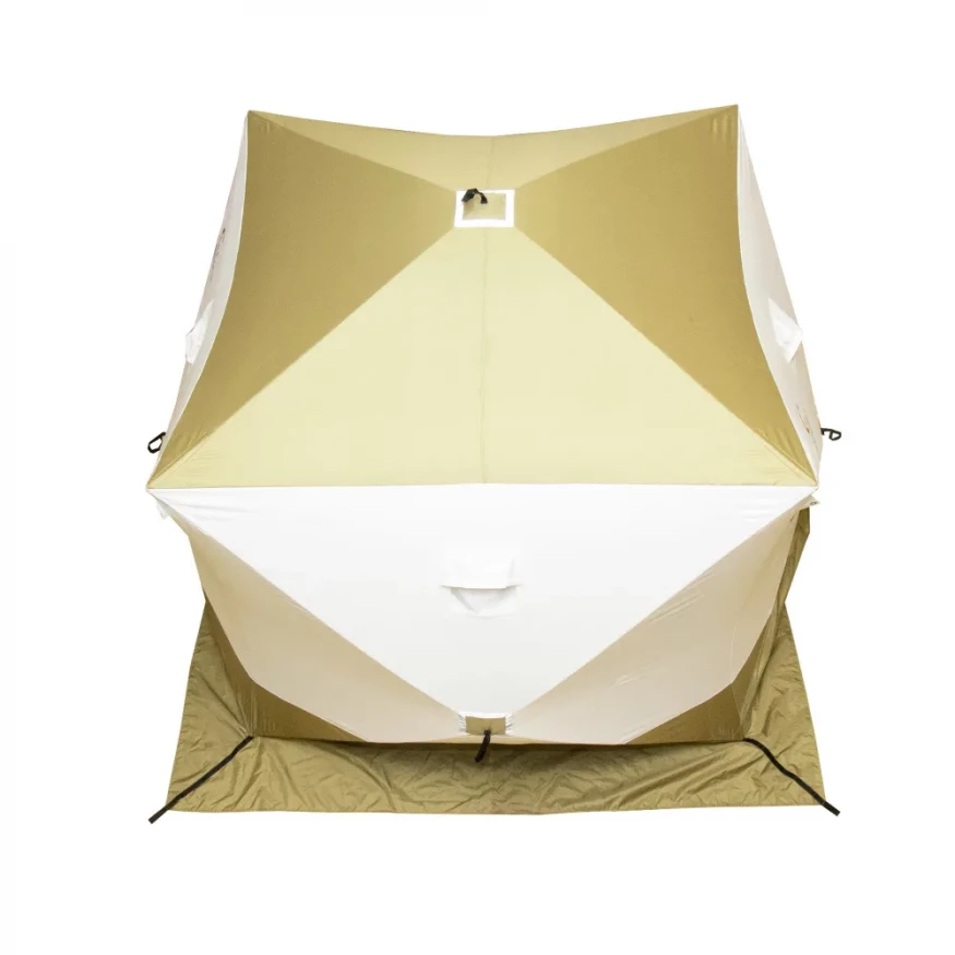 Палатка КУБ 4 Premium 2,1 x 2,1 м (трехслойная), 2 двери, белый/олива