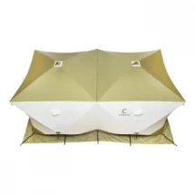 Палатка зимняя КУБ Premium Дубль 4,2х2,1м, трехслойная, цвет оливковый/белый, Следопыт