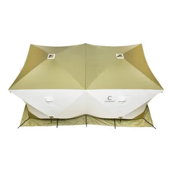 Палатка зимняя КУБ Premium Дубль 4,2х2,1м, трехслойная, цвет оливковый/белый, Следопыт