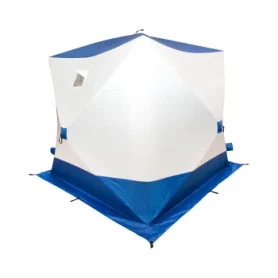 Палатка КУБ 4, 2,15x2,15 м, трехслойная, бело-синяя, Следопыт