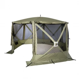 Шатер СЛЕДОПЫТ быстросборный, 6 стен, 3,35х3,85 м, h-2,25 м, S по полу 9,3 кв.м ОЛИВА