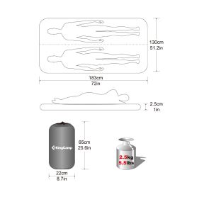 Коврик самонадувающийся 3538 Classic Double 2, 183x130x3 см, King Camp