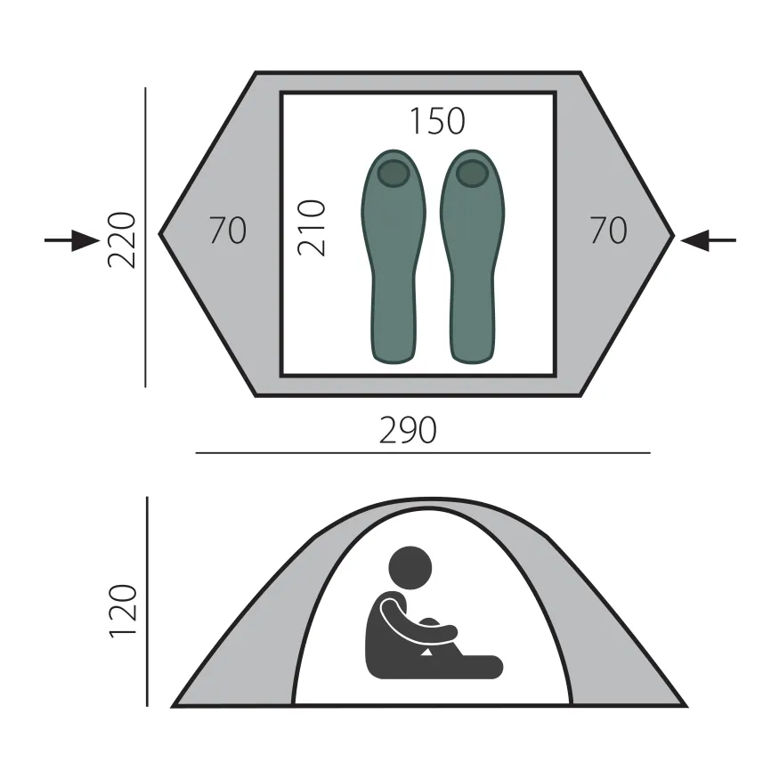 Палатка Cloud 2-местная, зеленая, Btrace